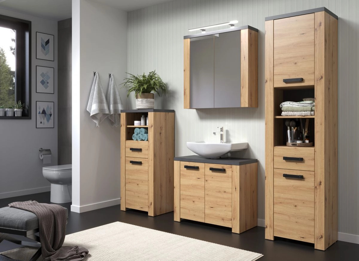 Badezimmer Kommode Jorik von TOP.FURN in Eiche Artisan und Grau, Breite: 118 cm, Tiefe: 53 cm - Bild 4