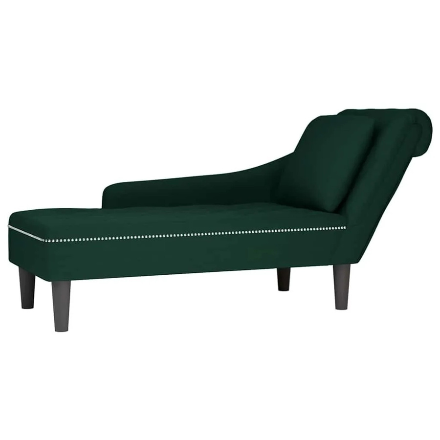 vidaXL Chaiselongue mit Kissen und rechter Armlehne aus Samt in Dunkelgrün B/T/H: 145 x 56 x 70 cm - Bild 2