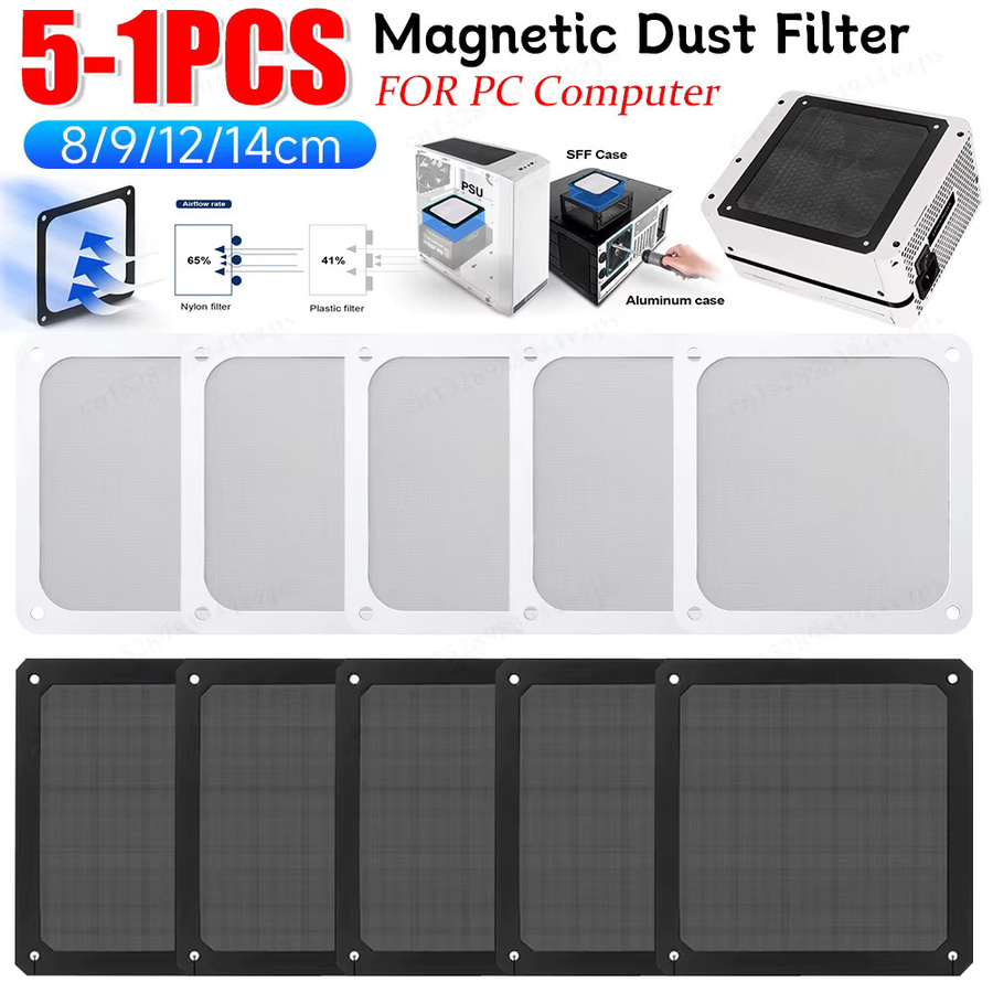 APWIKOGER PC Staubfilter aus schwarzem PVC, zuschneidbares Mesh für Computer-Kühlung, 80mm/90mm/120mm/140mm - Bild 3