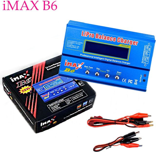 IMAX B6 Batterieladegerät in Blau mit LCD Digitalanzeige für RC Lipo NiMh NiCD Batterien als Power Bank mit Balancer, Ladegerät und Entlader - Bild 1