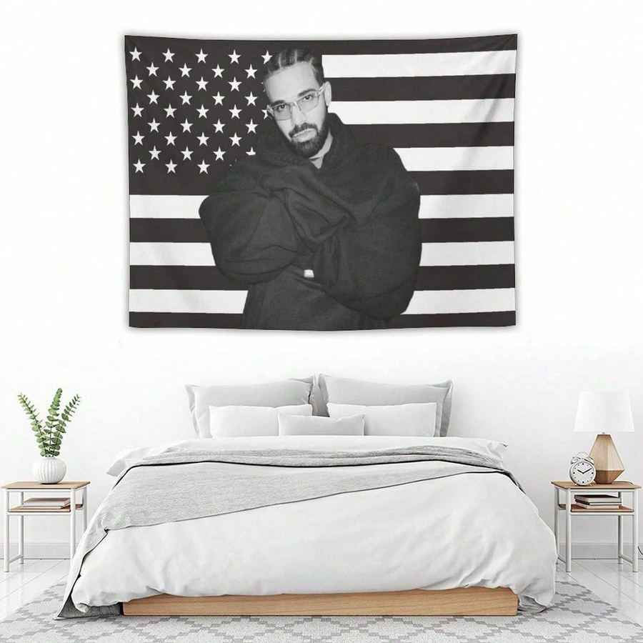 Drake Schwarze Amerikanische Flagge Wandteppich aus Polyester von JMG Household Supplies, B/H: 40 x 60 cm - Bild 3
