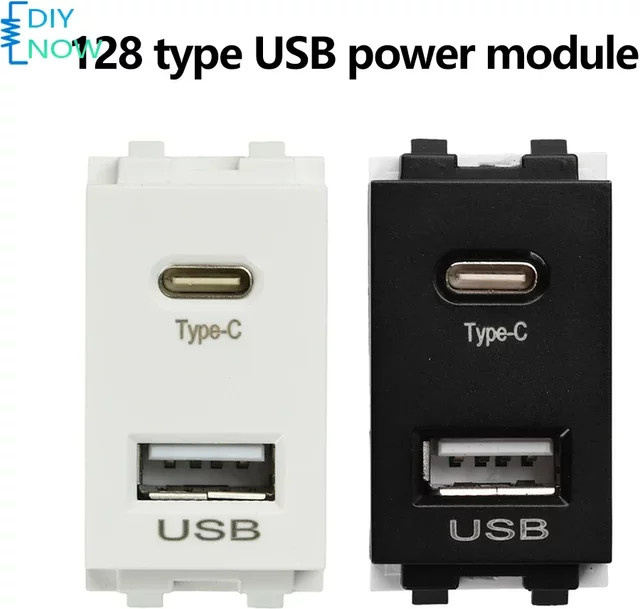 DIY NOW USB und Typ-C Dual-Port Lademodul 220V zu 5V 2,1A in Weiß - Bild 1