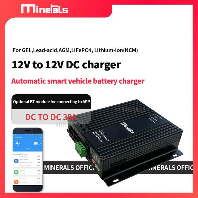 Smart 12V DC-Ladegerät mit Bluetooth und LCD-Temperaturkompensation, 30A, Schwarz - Bild 1