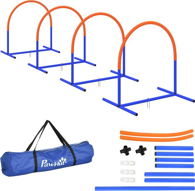PawHut Hunde Agility Trainingsset, 4-teiliges Set, Blau Orange - Bild 1