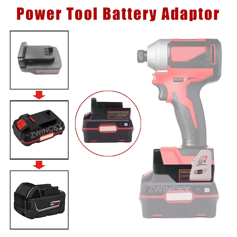 Parkside Batterieadapter-Konverter für X20V Team Lithium-Akkus auf 18V Elektrowerkzeuge von Makita, DeWalt, Milwaukee und Bosch in Schwarz - Bild 4