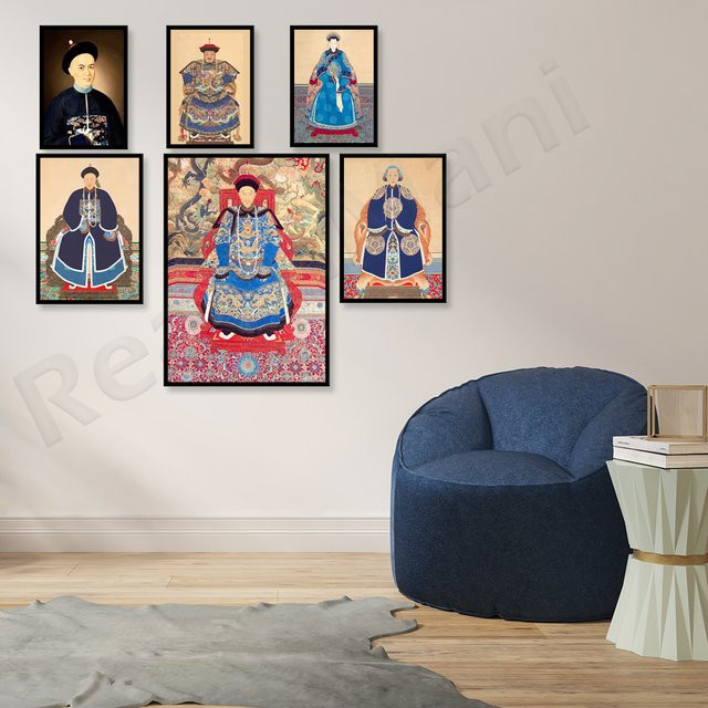 Potdemiel Vintage Chinesisches Kaiserporträt als Mehrfarbiges Poster aus Papier - Bild 1