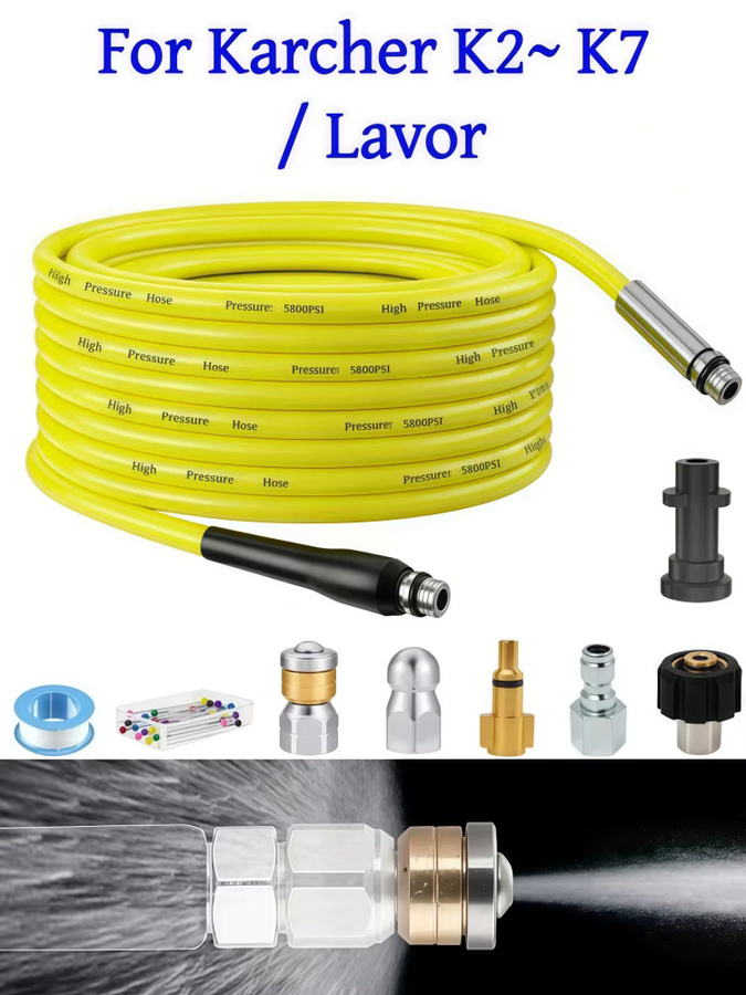 Abwasserreinigungsschlauch für Kärcher und Lavor mit 1/4 Zoll NPT Anschluss und Abwasserreinigungsdüse, 2 bis 35 m Länge, für Hochdruckreiniger bis 5800 PSI - Bild 4