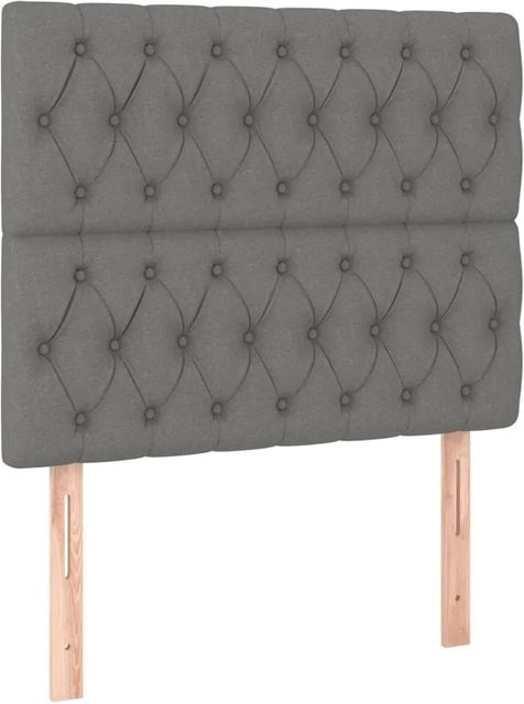 vidaXL LED Kopfteil Dunkelgrau mit USB-Ladeport und integrierter Beleuchtung, Stoff, B: 90 cm, H: 118-128 cm, T: 7 cm - Bild 1