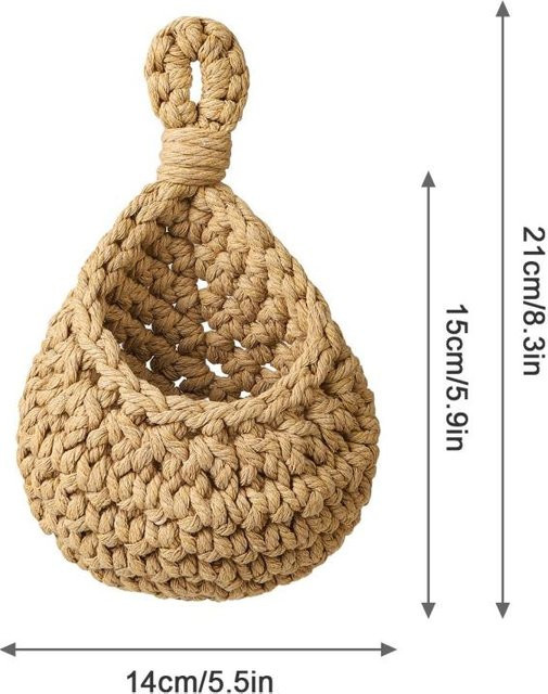Houspace Jute Eco Teardrop Hängekorb XS in Beige zur Wandaufhängung für Obst und Gemüse - Bild 1