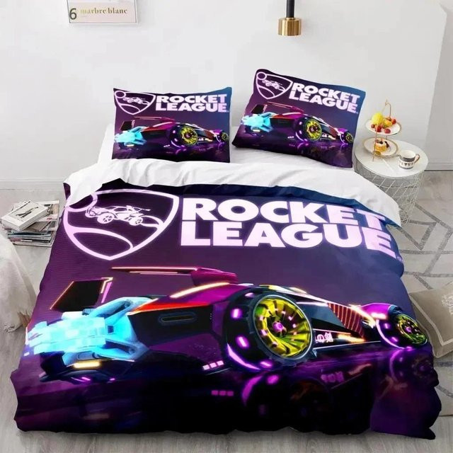 Rocket League Bettwäsche-Set mit Motiv für Kinder, Blau, Microfaser, B/H: 135 x 200 cm - Bild 1