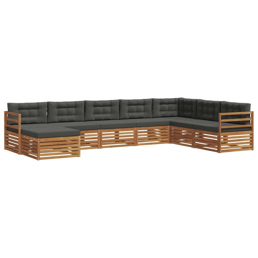 vidaXL Sofagarnitur 8-teilig aus Massivholz Akazie in Natur und Anthrazit mit L-Form und Polstern - Bild 2