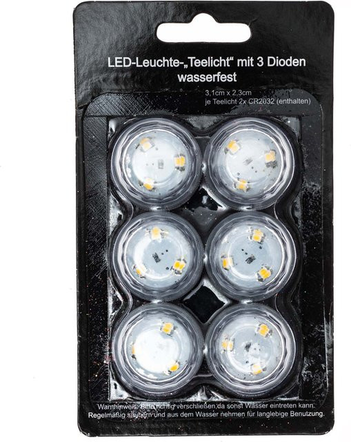 idee. Creativmarkt LED-Teelicht wasserfest, 6 Stück, Durchmesser: 3,1 cm, Höhe: 2,3 cm - Bild 1
