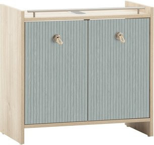 Schildmeyer Waschbeckenunterschrank Sonderby in Eiche und Blau, B/H/T: 65 x 62,6 x 33 cm - Bild 1