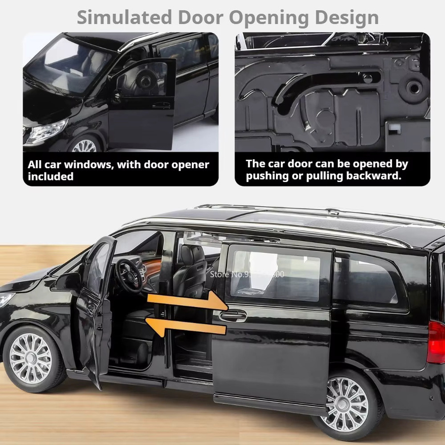 caipo Vellfire Business-Automodell, Maßstab 1:24, Metalldruckguss-Türen, geöffnet, mit Licht und Ton - Bild 4