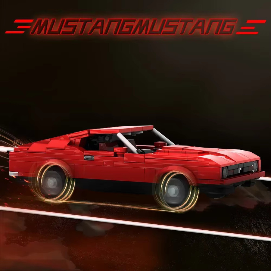 Ekbricks Ford Mustang Mach 1, Bausteine, rotes Auto, Modell, Sportwagen - Bild 3