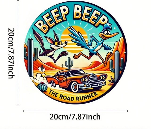Vintage Blechschild Wile E. Coyote und Road Runner in bunt im amerikanischen Stil von CIFkauf - Bild 1