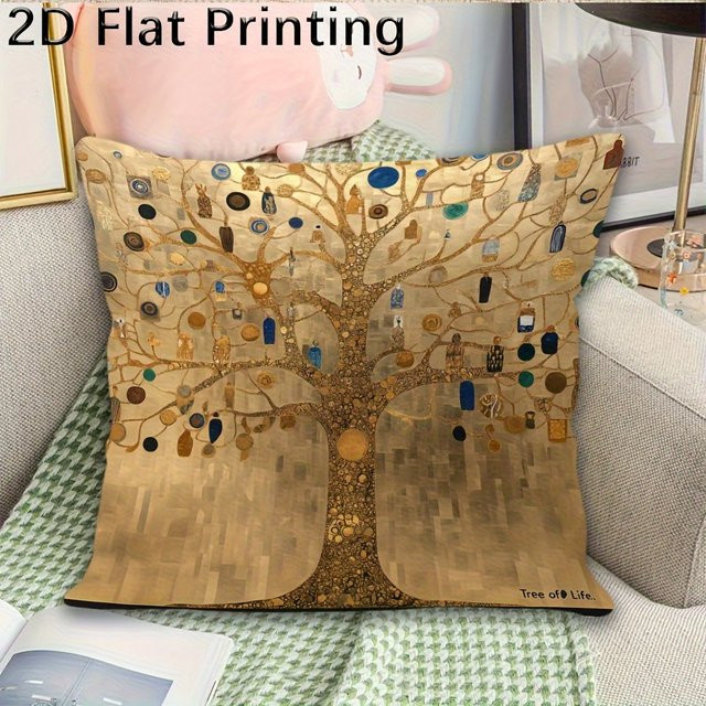VIKAMA Life Tree Art Kissen-Set mit floralem Natur-Design, doppelseitig bedruckt, quadratisch, B/B/B: 30 x 30 x 30 cm - Bild 1