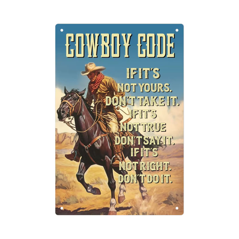 Putuo Decor Vintage Metall-Blechschild Cowboy Wandkunst zur Dekoration in Mehrfarbig - Bild 5