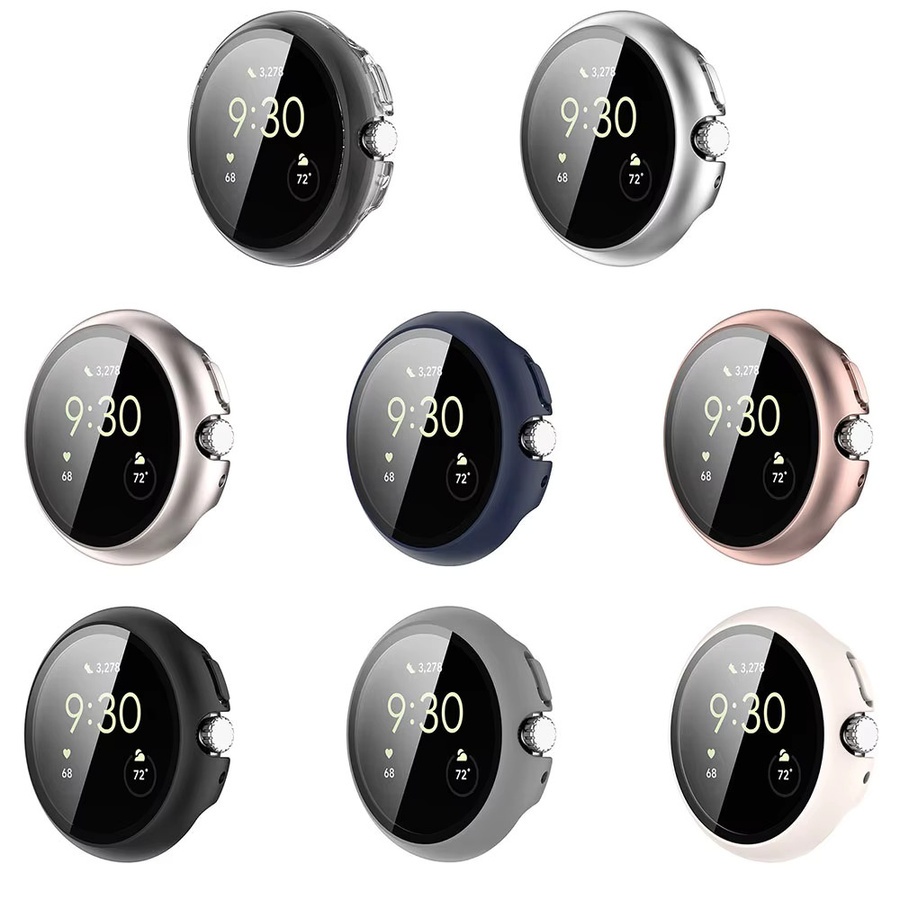 Schutzhülle für Google Pixel Watch 4 mit Glas und PC-Gehäuse in Weiß, Rundum-Stoßstange mit gehärtetem kratzfestem Displayschutz für 41 mm und 45 mm Modelle - Bild 2