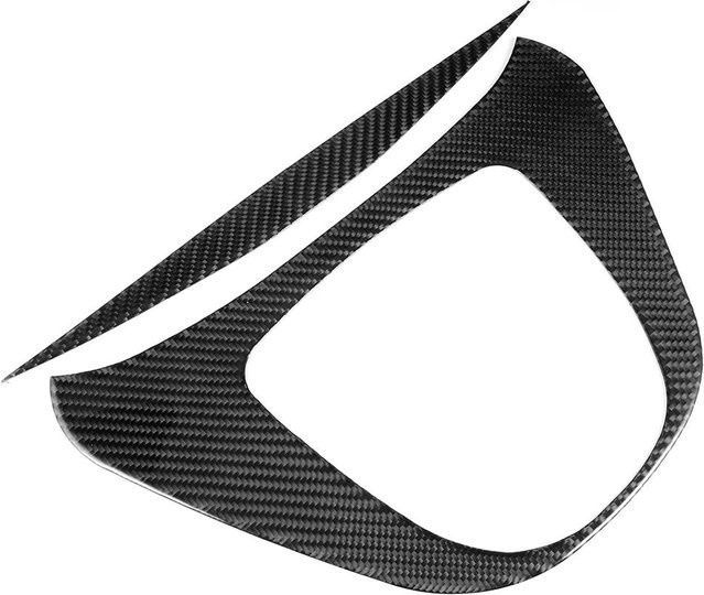 Fishine 2-teiliges Set Weiche Echte Kohlefaser Zierleisten für die Mittelkonsole, Schalthebel und das Multimedia-Panel passend für Benz V-Klasse, Schwarz - Bild 1