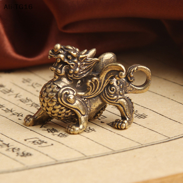 JETTING Qilin-Drachenstatue aus Messing in Gold für Fengshui und Heimdekoration - Bild 1