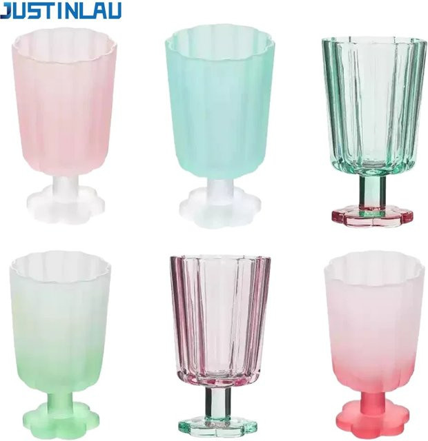 JUSTINLAU Glas-Kelch Teetasse in Blumenform mit Sandstruktur, transparent/peach/multicolour, Höhe: 13,5 cm, Breite: 8,0 cm - Bild 1