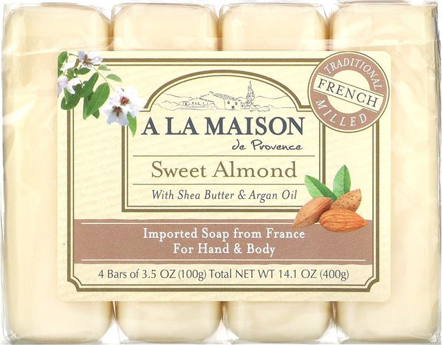 A La Maison de Provence Hand- und Körperseife, Süße Mandel, 4er Pack - Bild 1