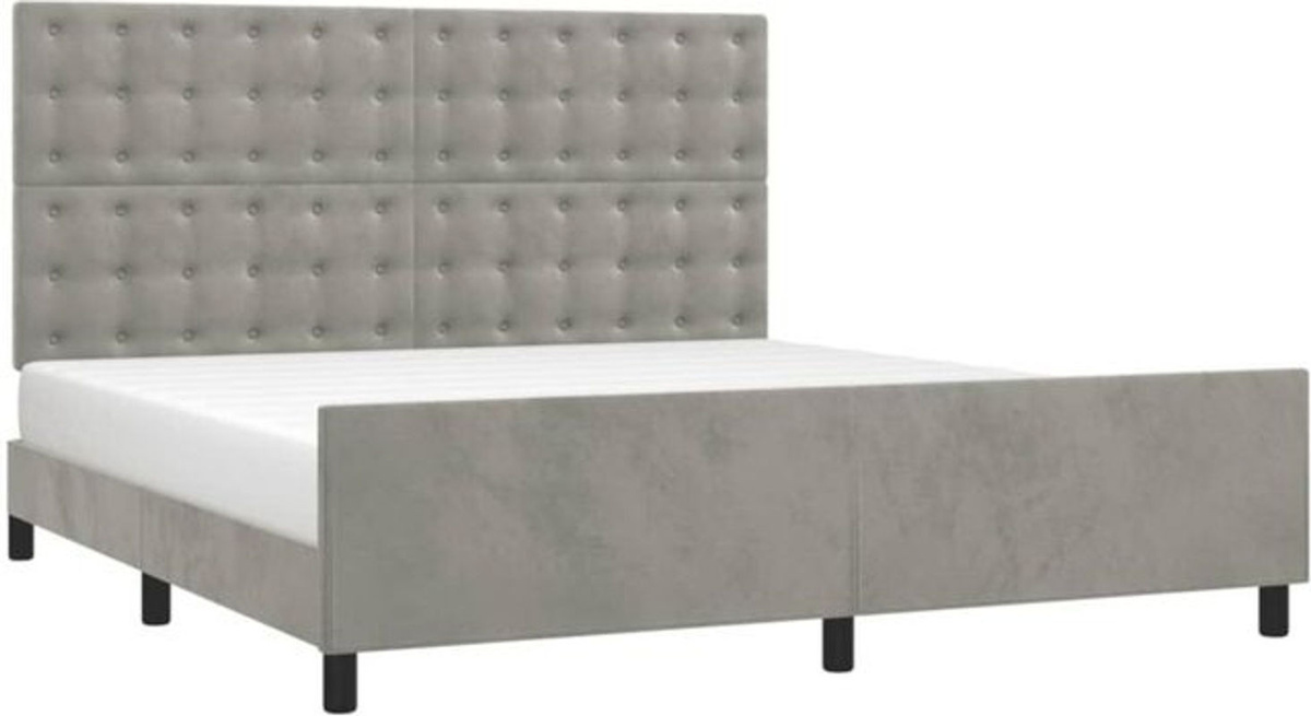 Vidaxl Polsterbett aus Samt und Massivholz in Grau, B/T/H: 160 x 200 x 128 cm - Bild 1