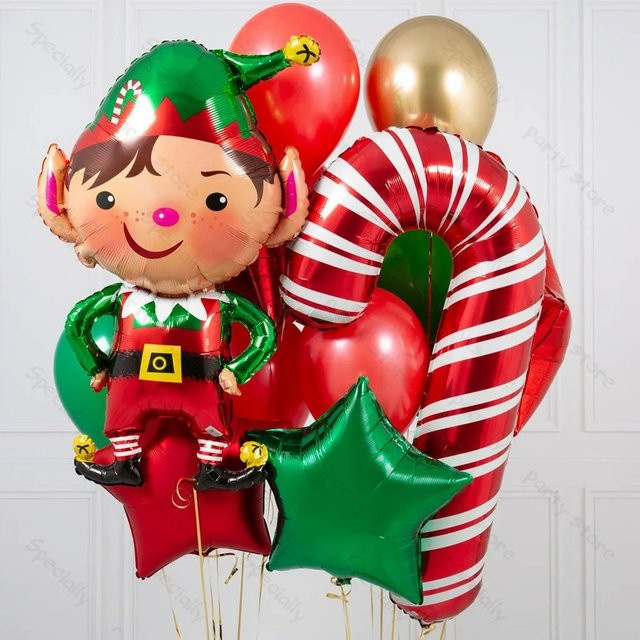 Weihnachts Luftballon Set mit Santa Claus und Elch für deine Weihnachtsdeko und Party-Dekoration in Mehrfarbig - Bild 1