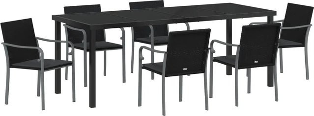 vidaXL Garten Essgruppe 7-teilig aus Poly-Rattan und Stahl in Schwarz - Bild 1