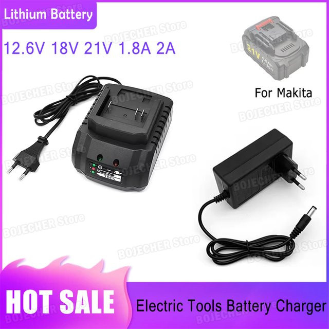 Elektrisches Lithium-Ionen-Ladegerät für Makita Akkus, Netzteil-Adapter mit 1,8 A bis 2 A, Farbe: Schwarz - Bild 1