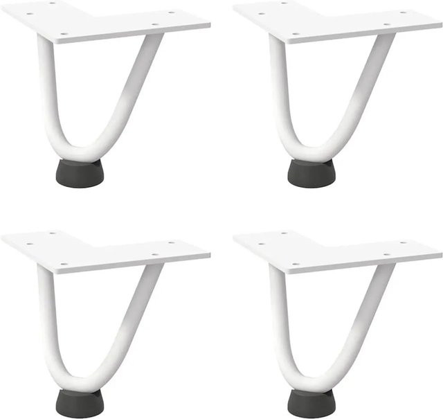vidaXL Haarnadelbeine für Couchtisch aus Massivstahl in Weiß Matt, 4 Stück, Höhe: 10 cm - Bild 1