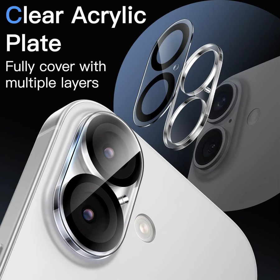 3er-Pack Kamera-Objektivschutz aus gehärtetem Glas für iPhone 17, iPhone 16 Plus und iPhone 16, transparent - Bild 6