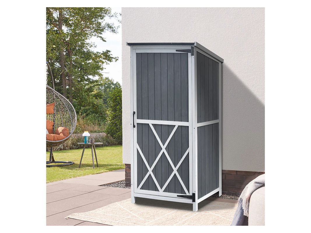 Home Deluxe Gartenschrank YANA aus Tannenholz in Grau, B/T/H: 52 x 69 x 134 cm - Bild 2