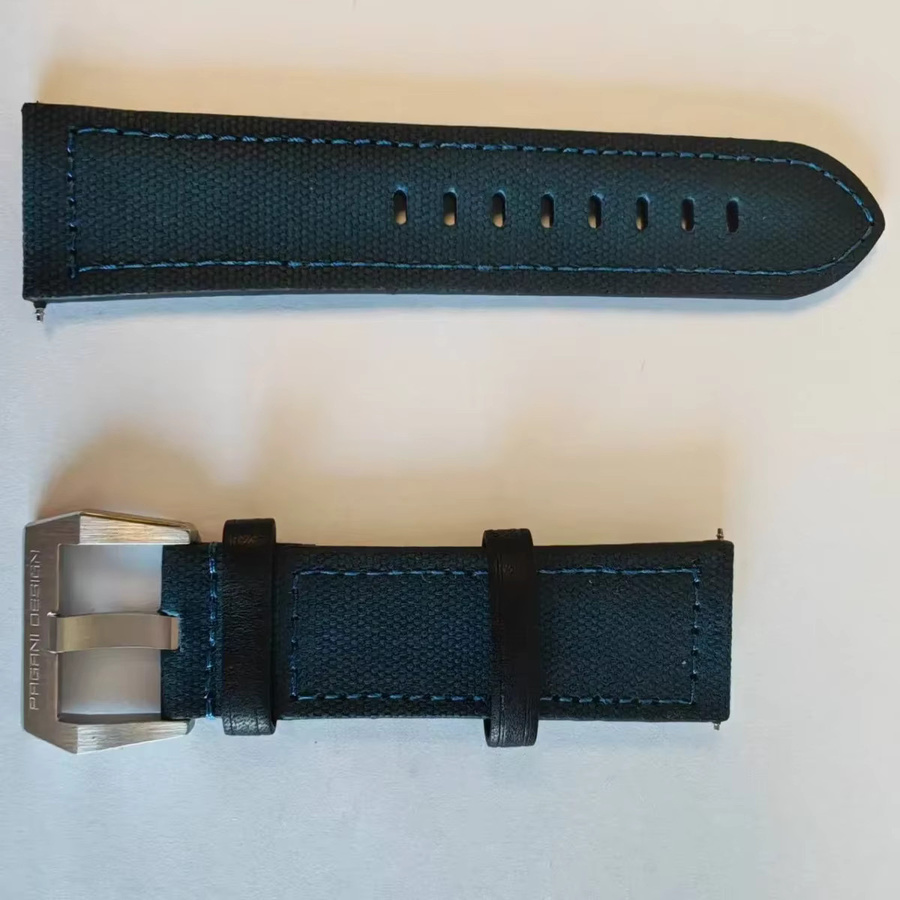Pagani Design Uhrenarmband, Leder, Edelstahl, Schwarz, 22mm, Unisex - Bild 2