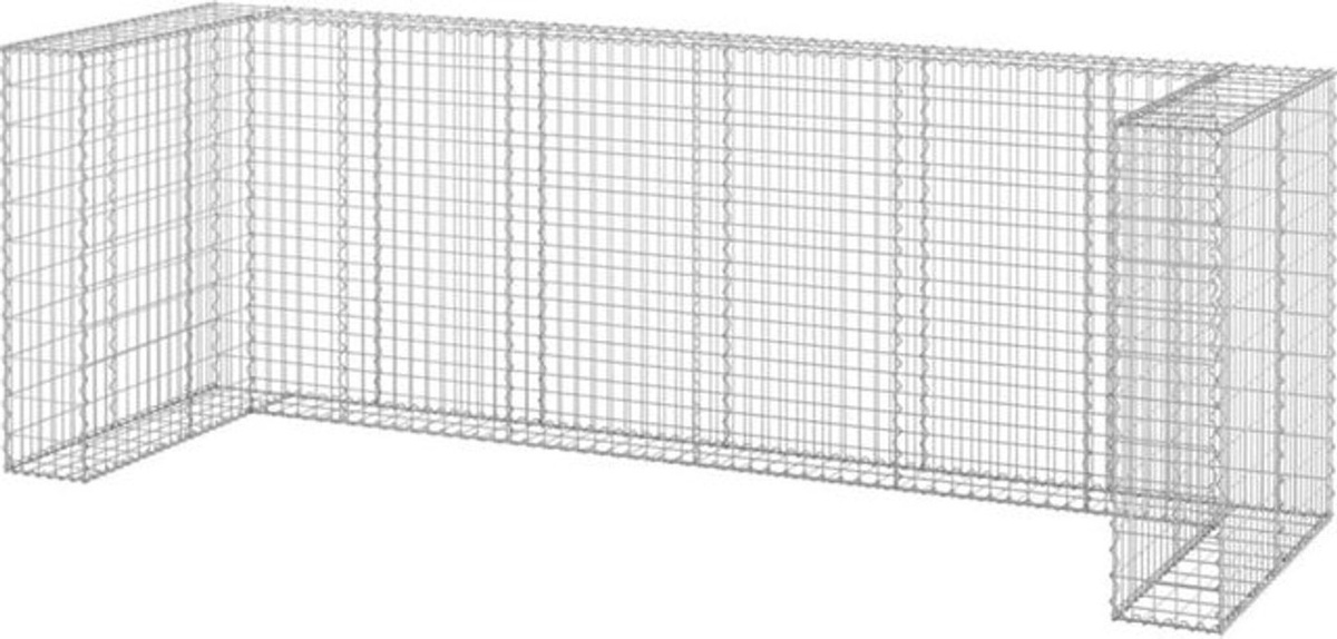Vidaxl Gabionenwand für Mülltonnen aus verzinktem Stahl, B/T/H: 325 x 100 x 110 cm - Bild 1