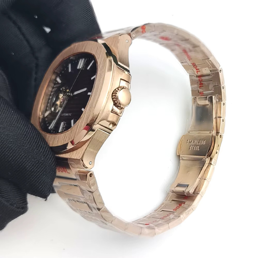 PARNSRPE Herrenarmbanduhr Automatik, Roségold, Edelstahl, 40 mm, Schwarz - Bild 3