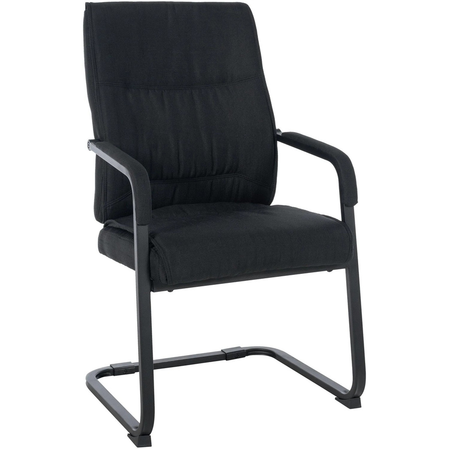 DELUKE XL Besucherstuhl MIAMI Konferenzstuhl und Bürostuhl aus Stoff in Schwarz mit Armlehnen und Freischwinger-Gestell, B: 58 cm, T: 65 cm, H: 102 cm - Bild 2