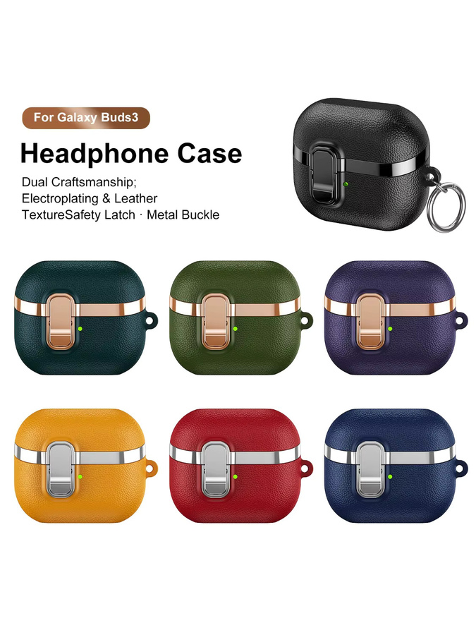 Luxuriöse Leder-Textur Schutzhülle für Samsung Galaxy Buds 3 Pro, Buds 3 und Buds 3 FE inklusive Schlüsselanhänger und Sicherheitsschloss - Bild 7