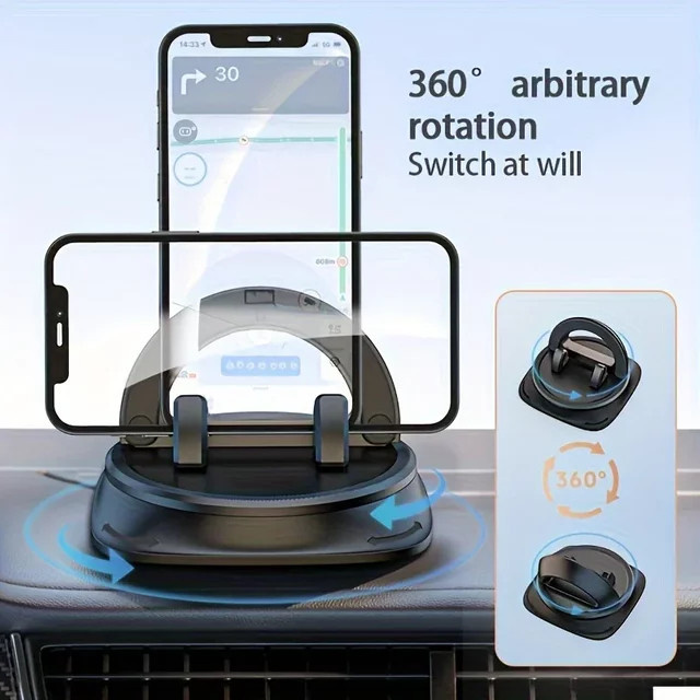XMSJ Autotelefonhalter für das Armaturenbrett mit 360 Grad Rotation und Silikon-Anti-Rutsch-Pad in Schwarz - Bild 1
