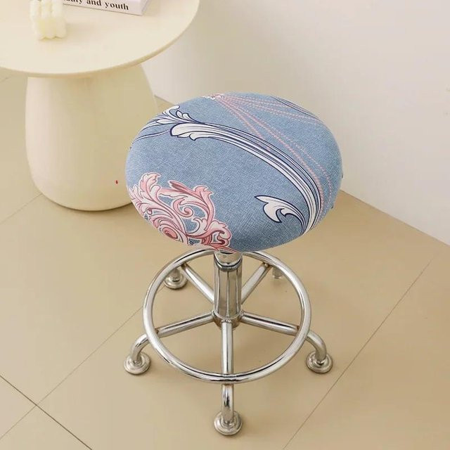 Yiran Furniture Verstellbarer runder Hockerbezug mit Blumenmuster aus Stretch-Spandex im pastoralen Stil - Bild 1