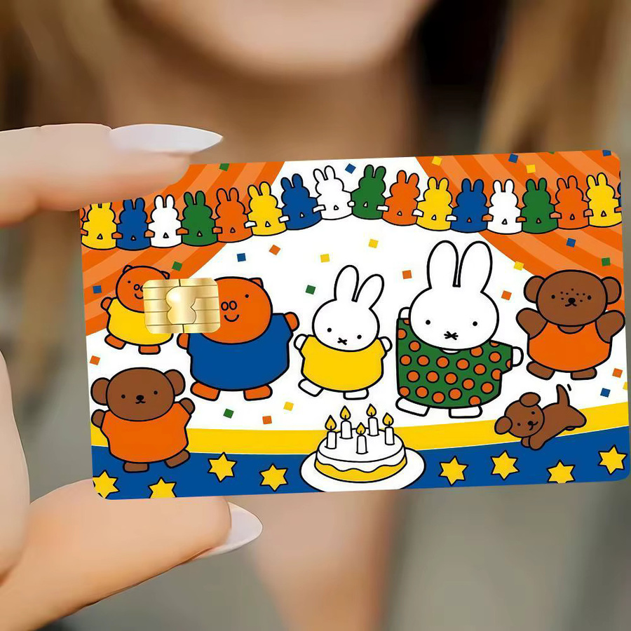Miffy Cartoon Aufkleber für Kreditkarten in Multicolour mit Anime-Manga-Design auf Leinwandstruktur - Bild 3