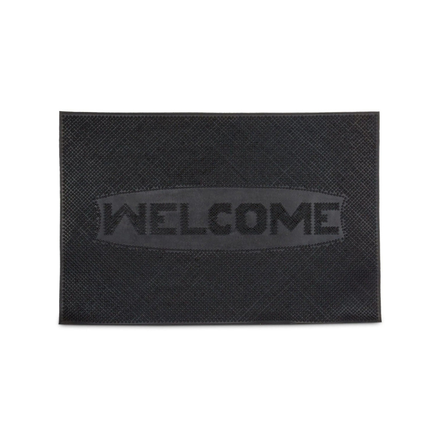 Relaxdays Fußmatte aus Gummi in Schwarz, rutschfest und wetterfest mit Welcome-Schriftzug, B/T/H: 60 x 40 x 0,5 cm - Bild 2