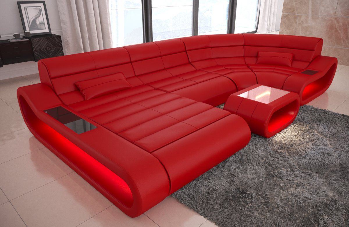 Sofa Dreams Wohnlandschaft Concept in U-Form aus Leder mit LED und ergonomischer Rückenlehne - Bild 1
