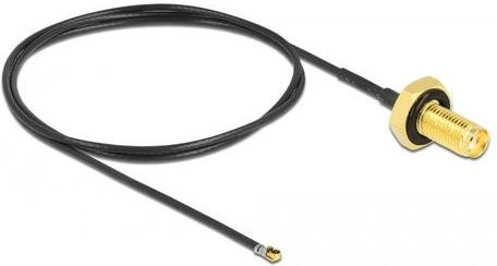 Delock WLAN-Antennen Anschlusskabel mit SMA-Buchse und IPEX-Stecker in Schwarz, Länge: 0,5 m - Bild 1