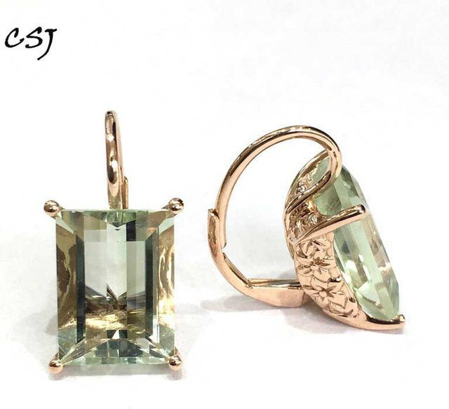 CSJ Ohrringe, Amethyst, 925 Silber, Gelbgold, Damen - Bild 1