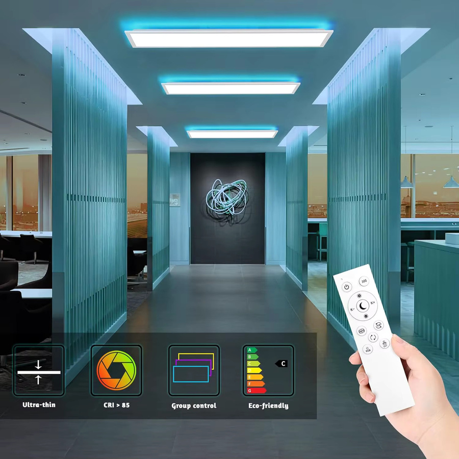 Oraymin LED-Panel-Deckenleuchte RGB, dimmbar mit Fernbedienung, 30W, 3300LM, Weiß, Breite: 100 cm - Bild 3