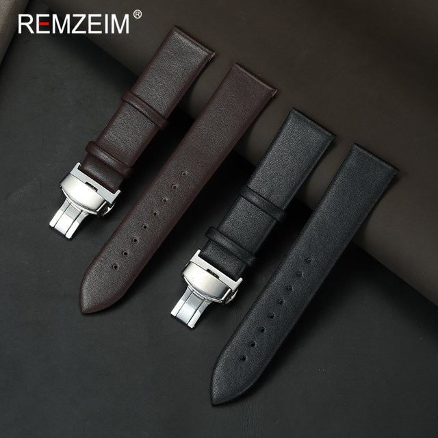 REMZEIM Uhrenarmband Kunstleder, Schmetterlingsschnalle, Damen - Bild 1