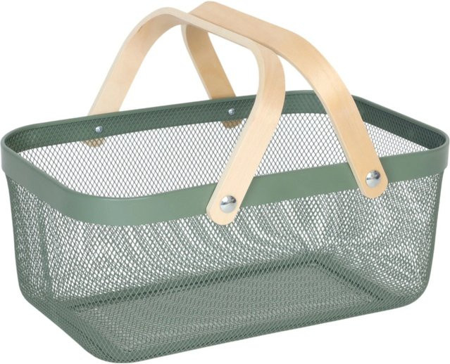 Relaxdays Drahtkorb aus Stahl mit Henkeln in Mint, B/T/H: 43 x 17,5 x 27 cm - Bild 1