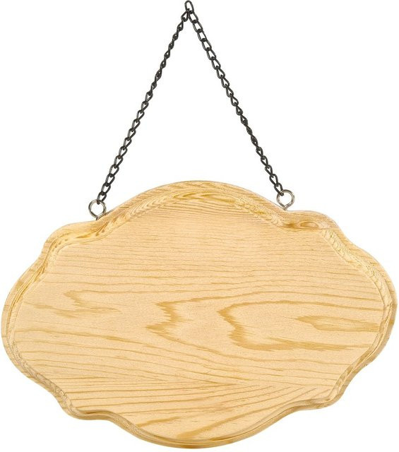 VBS Deko-Schild aus Kiefernholz in Beige mit Aufhängung und Kette, Höhe: 21,0 cm, Breite: 15,0 cm - Bild 1